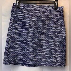 LOFT Tweed Faux Side Button Skirt Fully Lined Size 2 Blue Star Color